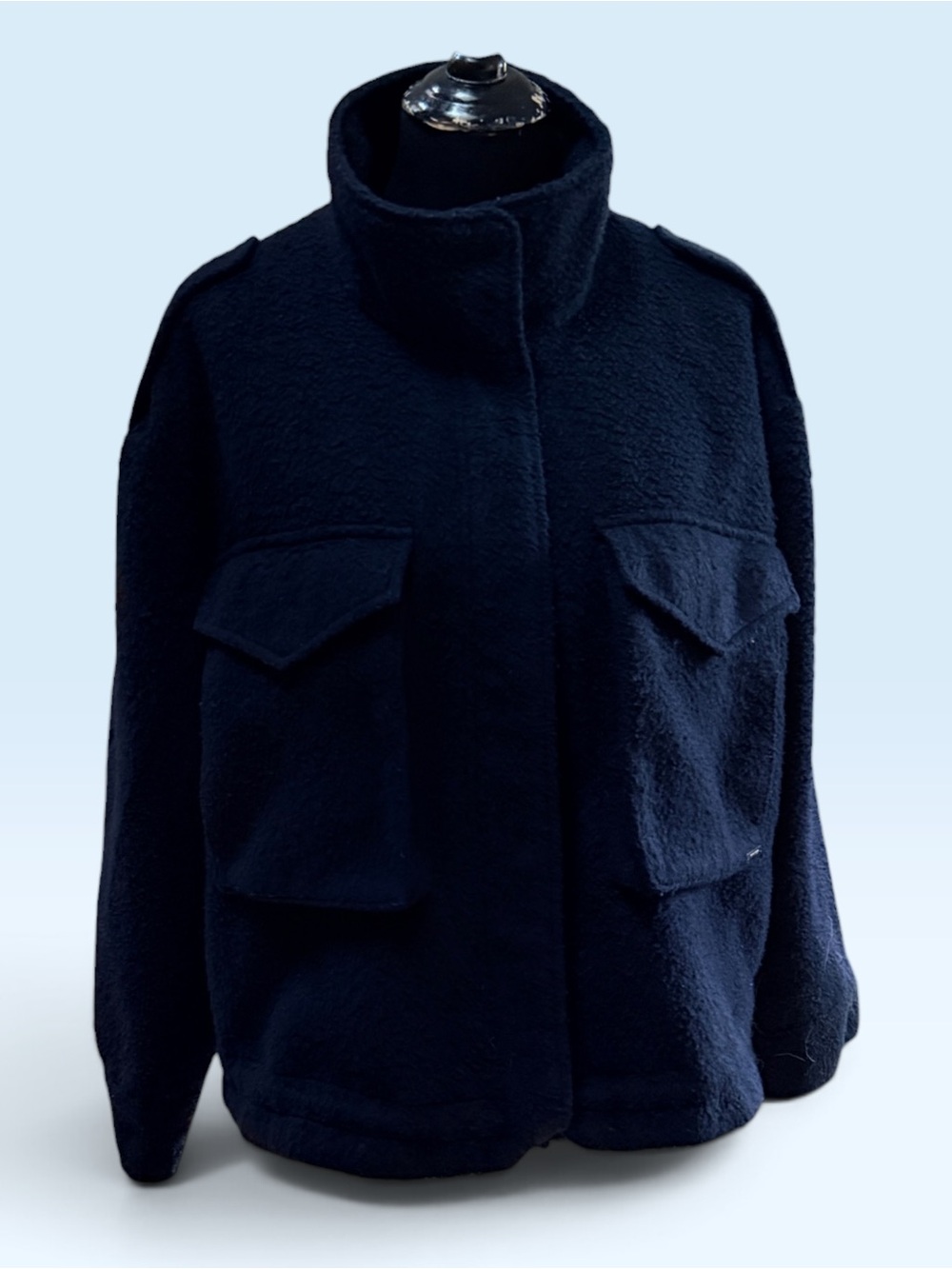Nine West Navy Utility Fleece Jacket